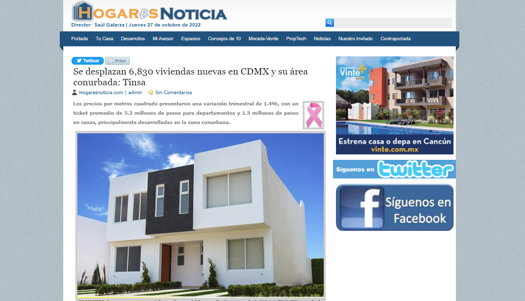 Se desplazan 6,830 viviendas nuevas en CDMX y su área conurbada: Tinsa -  Tinsa Mexico